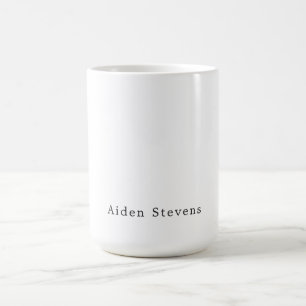 Caneca De Café Estiloso Nome Minimalista Preto e Branco Simples