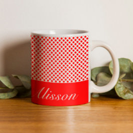 Caneca De Café Estiloso nome personalizado em roteiro de pontos v