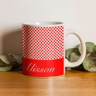 Caneca De Café Estiloso nome personalizado em roteiro de pontos v