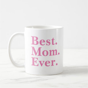 Caneca De Café Estipografia "Melhor Mãe Nunca" Rosa Moderna