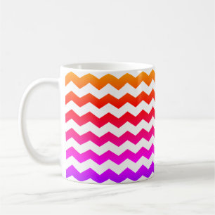 Caneca De Café Estirpes Coloridas do Ombre Chevron ZigZag Rainbow
