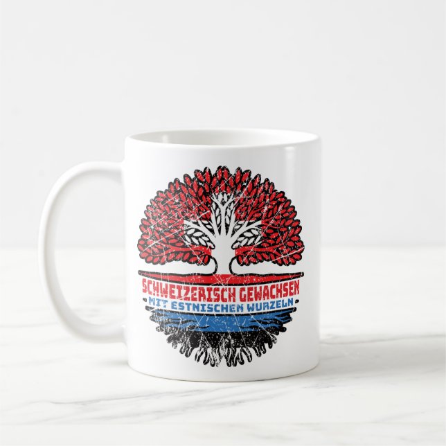 Caneca De Café Estland Estnisch Schweizer Schweiz Baum Wurzel (Esquerda)