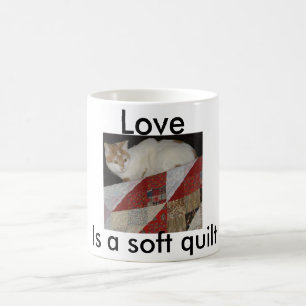 Caneca De Café estofe com gato - a cópia, ama, é uma edredão