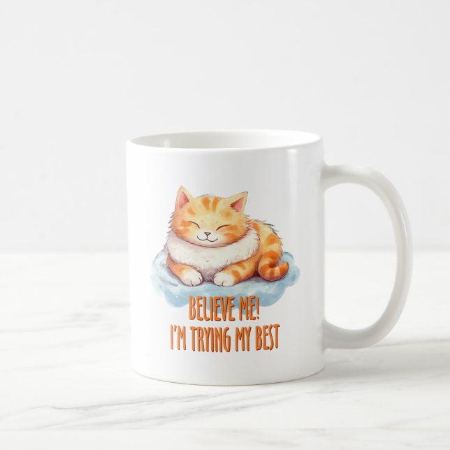 Caneca De Café Estou a tentar o meu melhor gato de laranja (Direita)