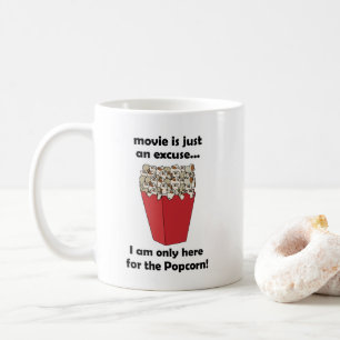 Caneca De Café Estou Aqui Apenas Pelo Pipoca Citação Engraçada
