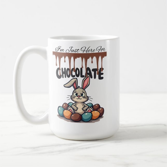 Caneca De Café Estou aqui para o chocolate: coelho da Páscoa (Esquerda)