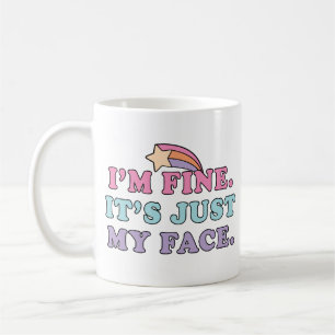 Caneca De Café Estou Bem É Só Meu Rosto Citação Engraçada