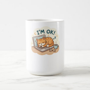 Caneca De Café Estou Bem Gato Dormindo Cartoon para Laptop