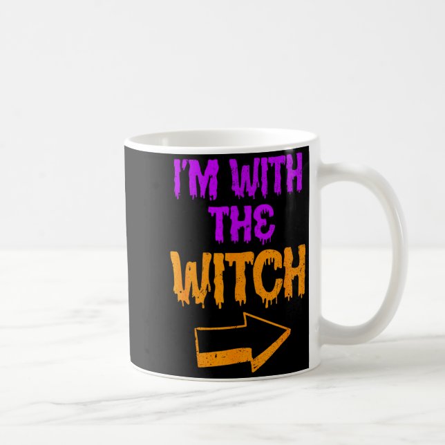 Caneca De Café Estou Com A Bruxa Casal Combinando Funny Halloween (Direita)