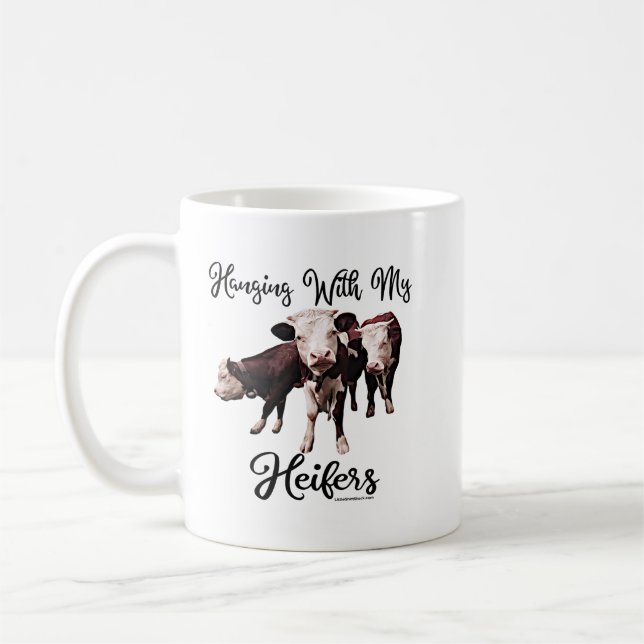 Caneca De Café Estou com as minhas Heifers. Vaca. Bull Cowpens SC (Esquerda)