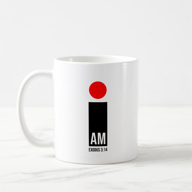Caneca De Café Estou - Êxodo 3:14: Design vermelho (Esquerda)