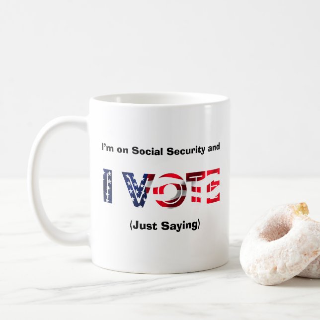 Caneca De Café Estou na Segurança Social e voto (Com Donut)