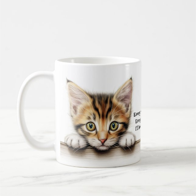 Caneca De Café Estou Observando Você Gato Divertido (Esquerda)