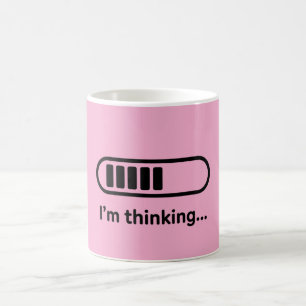 Caneca De Café Estou Pensando... Barra de Progresso Rosa Minimali