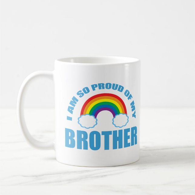 Caneca De Café Estou tão orgulhosa do meu irmão Rainbow Orgulho g (Esquerda)