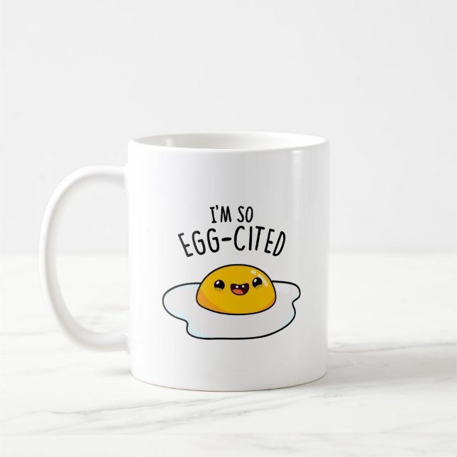Caneca De Café Estou Tão Ovo-citado Piada Engraçada de Ovo Frito  (Esquerda)