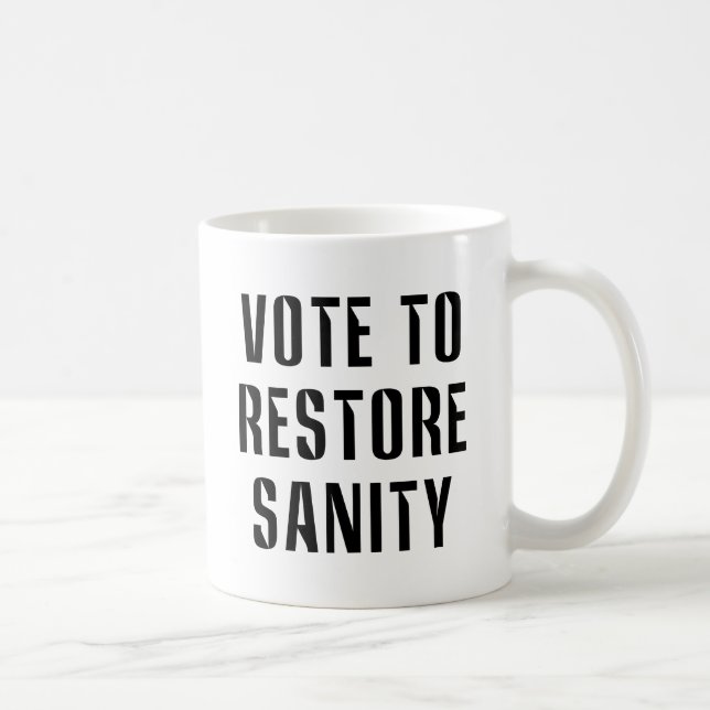 Caneca De Café Estou votando para restaurar a sanidade Grande (Direita)