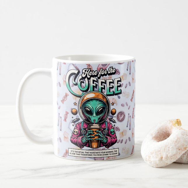 Caneca De Café Estrangeiro Aqui Pelo Café (Com Donut)