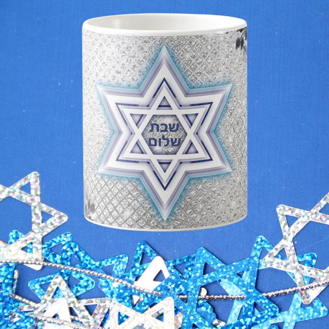Caneca De Café Estrela Azul de David, Presente Judeu Shabbat Shal (Criador carregado)