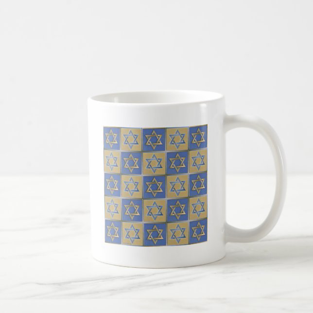 Caneca De Café Estrela Azul Dourada de David Art Panels (Direita)