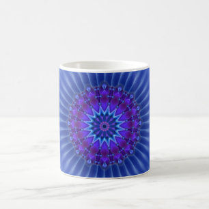 Caneca De Café Estrela da mandala na flor real do azul  