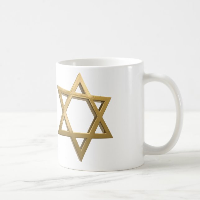 Caneca De Café estrela david do chanukkah dourado (Direita)