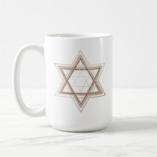 Caneca De Café Estrela de Davi Elegante, Dourado e Branco Moder
