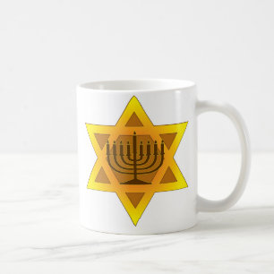 Caneca De Café Estrela de David com Menorah
