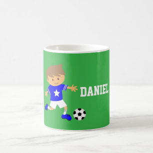 Caneca De Café Estrela de Futebol Bonito Menino, Tema de Futebol