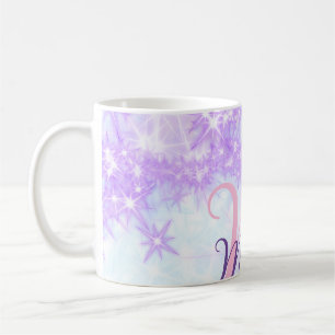 Caneca De Café Estrela de monograma brilhante rosa roxo adicionar