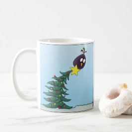 Caneca De Café Estrela de Natal de Pássaro de Cartoon