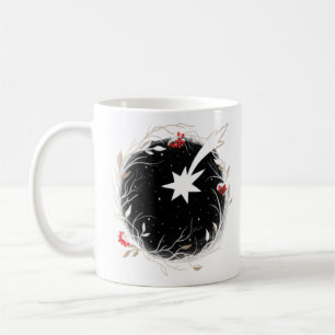 Caneca De Café Estrela de Natal Moderna Berries Wreath
