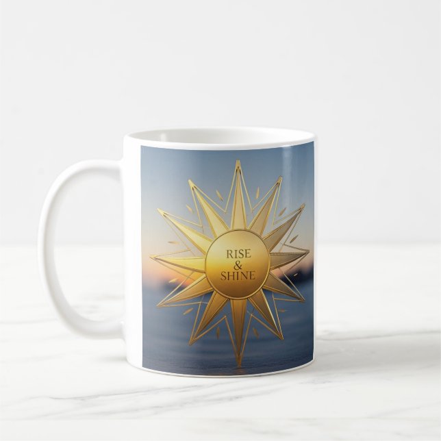 Caneca De Café Estrela de ouro geométrica com brilho (Esquerda)