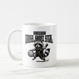 Caneca De Café Estrela do Basquete Guaxinim - Gráfico de Tiro Cru