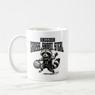 Caneca De Café Estrela do Basquete Guaxinim - Gráfico de Tiro Cru