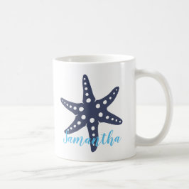 Caneca De Café Estrela-do-Mar Azul Meia-Noite Nome