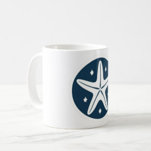 Caneca De Café Estrela do Mar com Estrelas Brancas