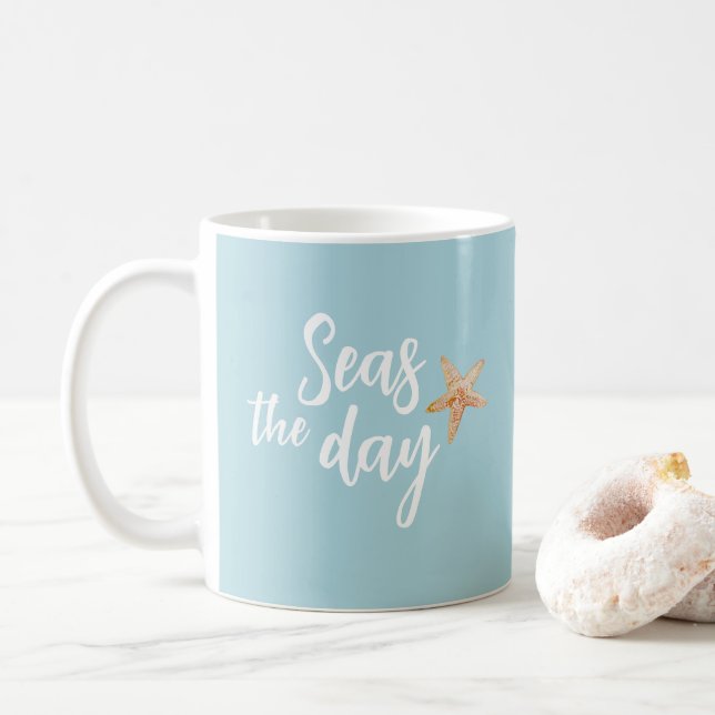 Caneca De Café Estrela-do-mar da Praia Aproveite o Dia (Com Donut)