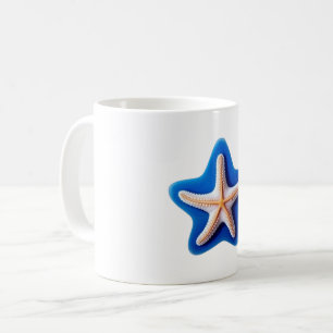 Caneca De Café Estrela-do-mar Laranja em Azul