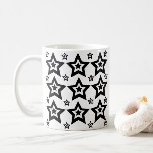 Caneca De Café Estrela Geométrica Preto e Branco Estrela Geométri