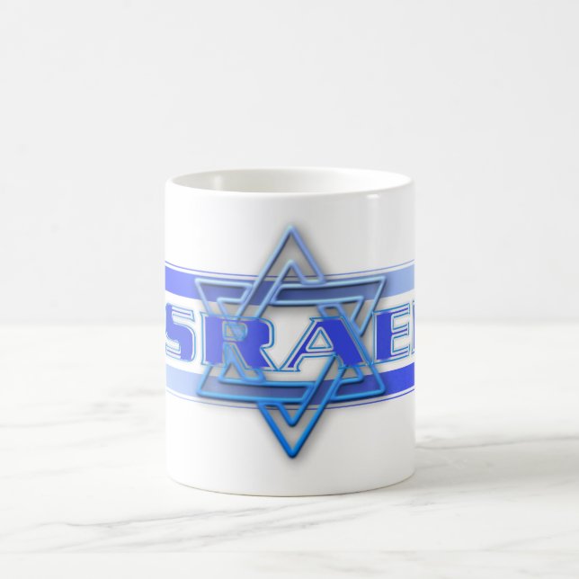 Caneca De Café Estrela Judaica de David Israel Azul e Branco (Centro)