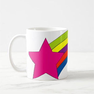 Caneca De Café Estrela Rosa e Cubo Arco-Íris
