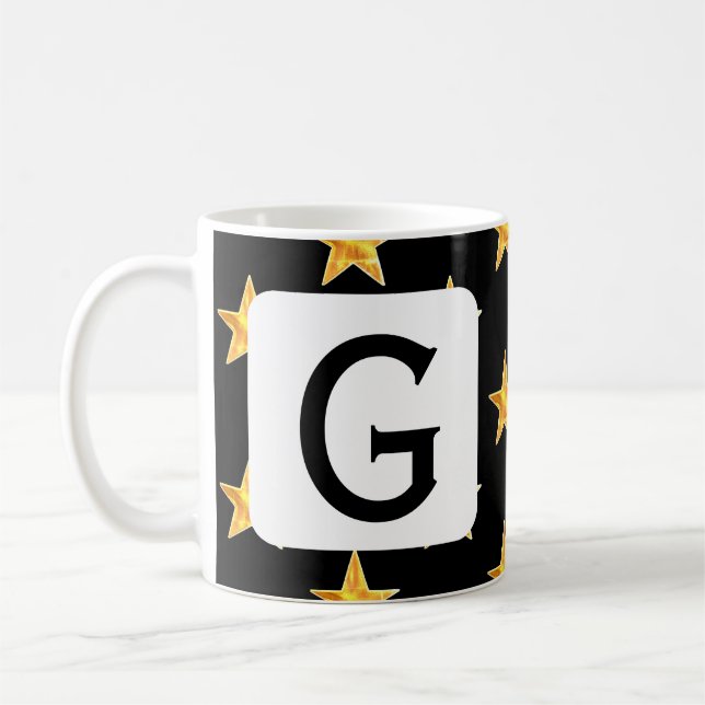 Caneca De Café Estrelar qualquer monograma Minimização amarela am (Esquerda)
