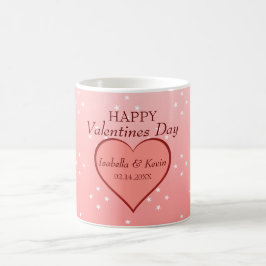 Caneca De Café Estrelas Brancas do Coração Rosa Salmão