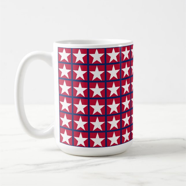 Caneca De Café Estrelas brancas em quadrados vermelhos (Esquerda)
