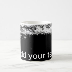 Caneca De Café Estrelas brilhantes de brilho preto simples adicio