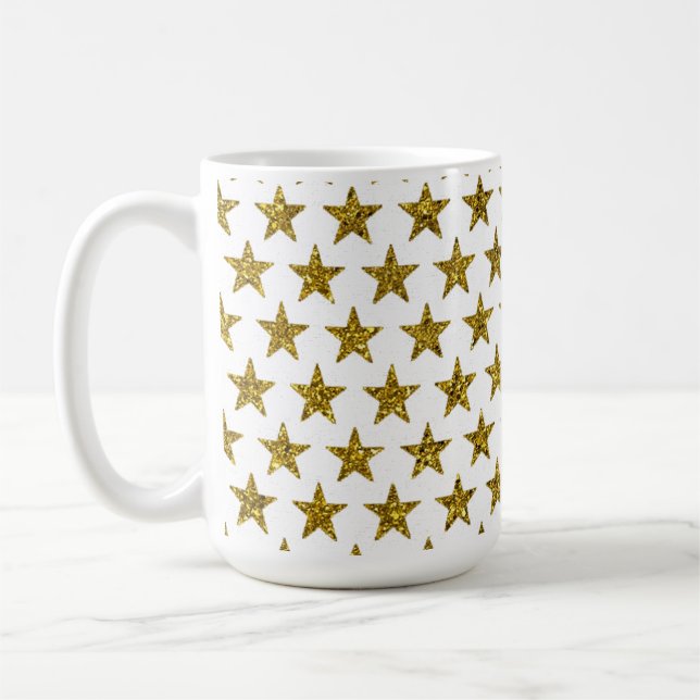 Caneca De Café Estrelas brilhantes douradas (Esquerda)