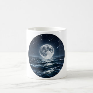 Caneca de Café Estrelas Cadentes no Oceano ao Luar