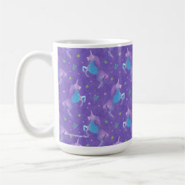 Caneca De Café Estrelas cor-de-rosa dos unicórnios roxos