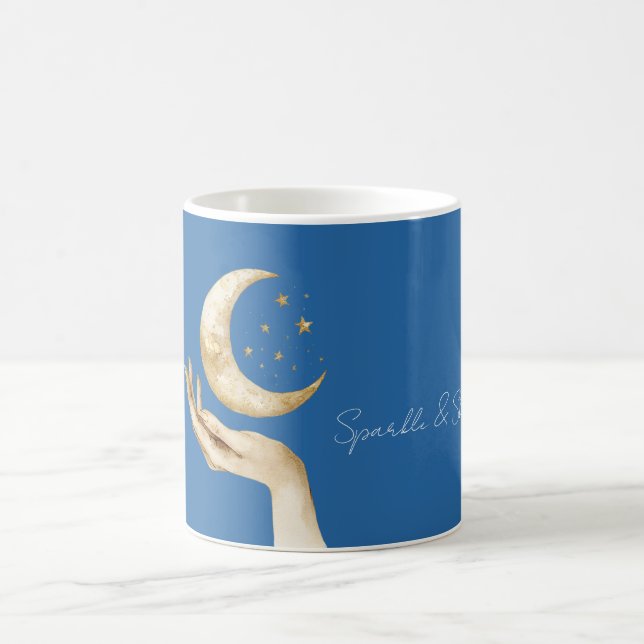 Caneca De Café Estrelas da Lua Azul Mão Dourada (Centro)